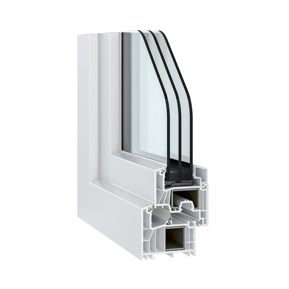 Profil fereastră PVC și geam termopan - secțiune tehnică